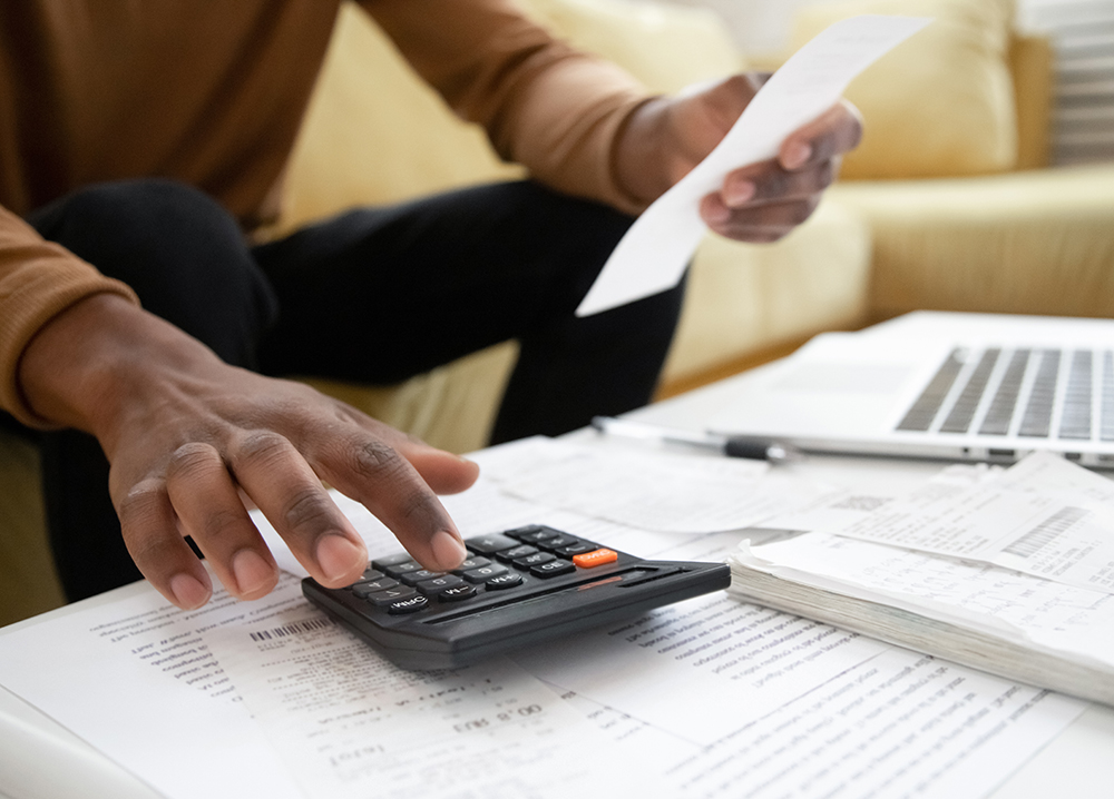 Person using calculator