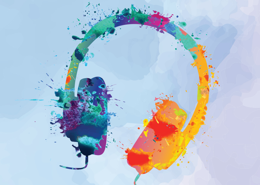 colorful painting of headphones