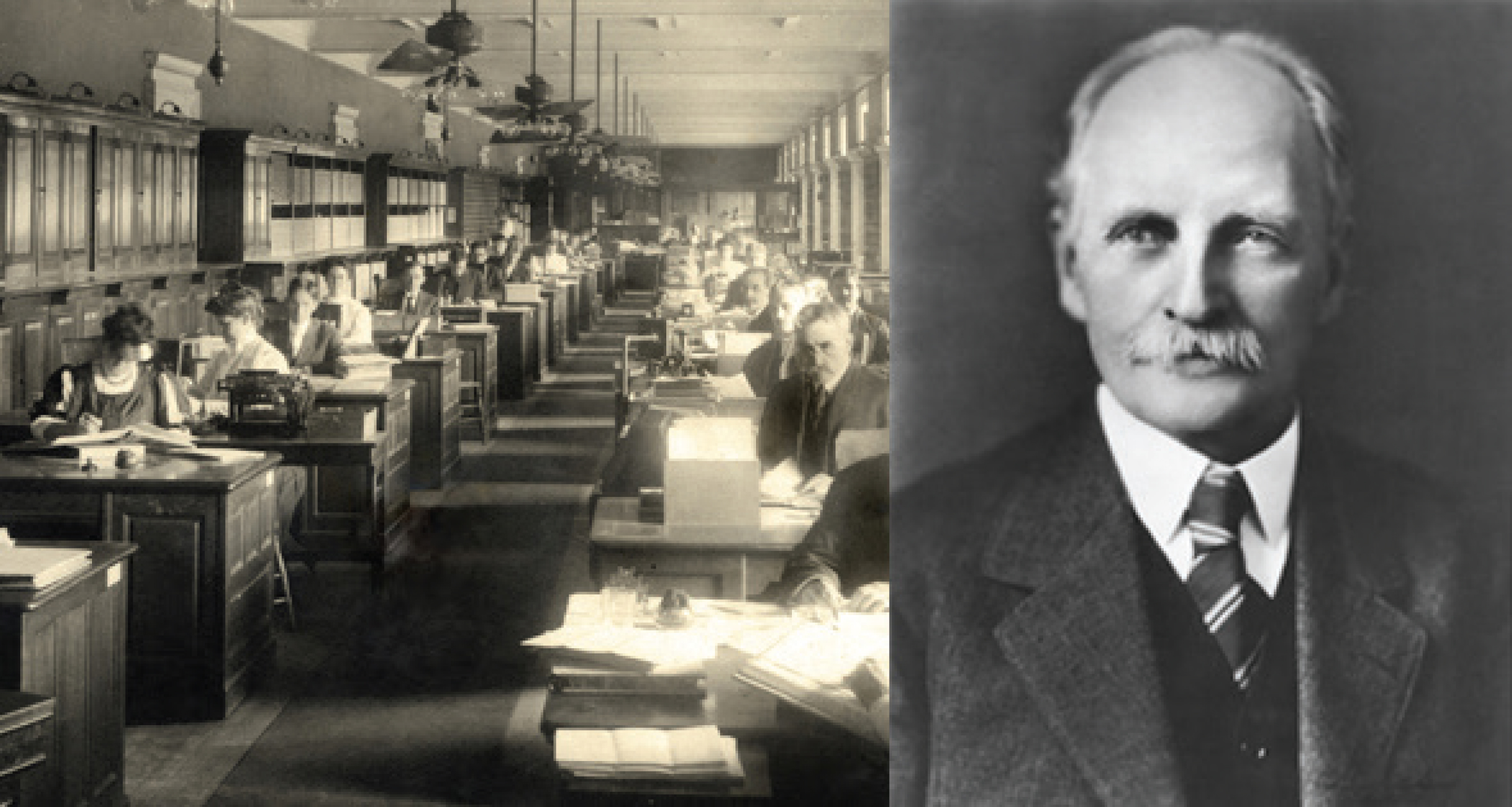 Historical picture of the Copyright Office; Register Solberg