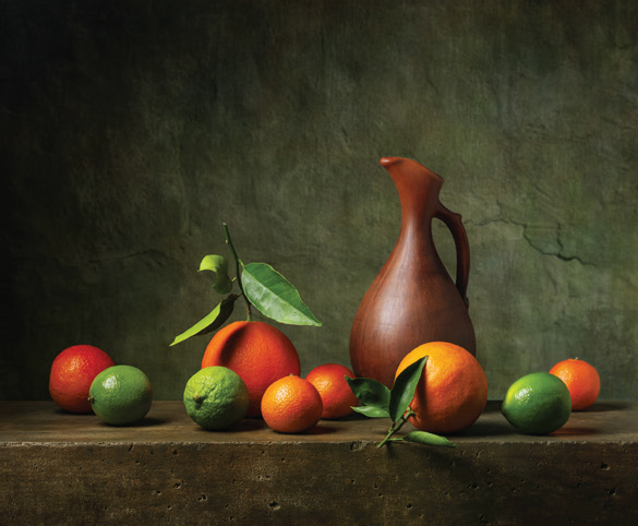 Image of a pitcher and fruit