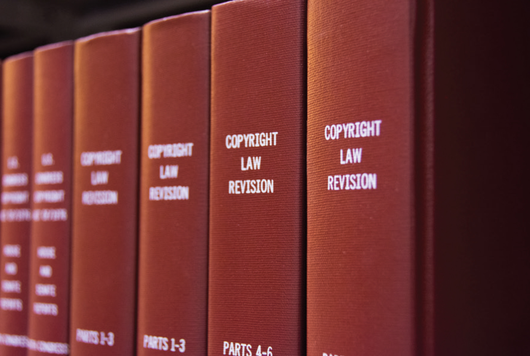 Row of Copyright Law books